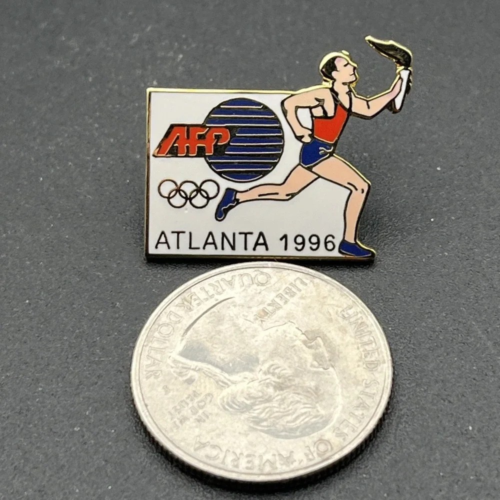 1996 Atlanta Olympic Games Agence France-Presse AFP Torch Relay Lapel Hat‎ Pin